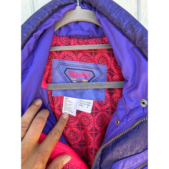 Vintage 80s Kaelin Iridescent Purple Ski Suit, Snowsuit,‎ Size 4 - Picture 5 of 8